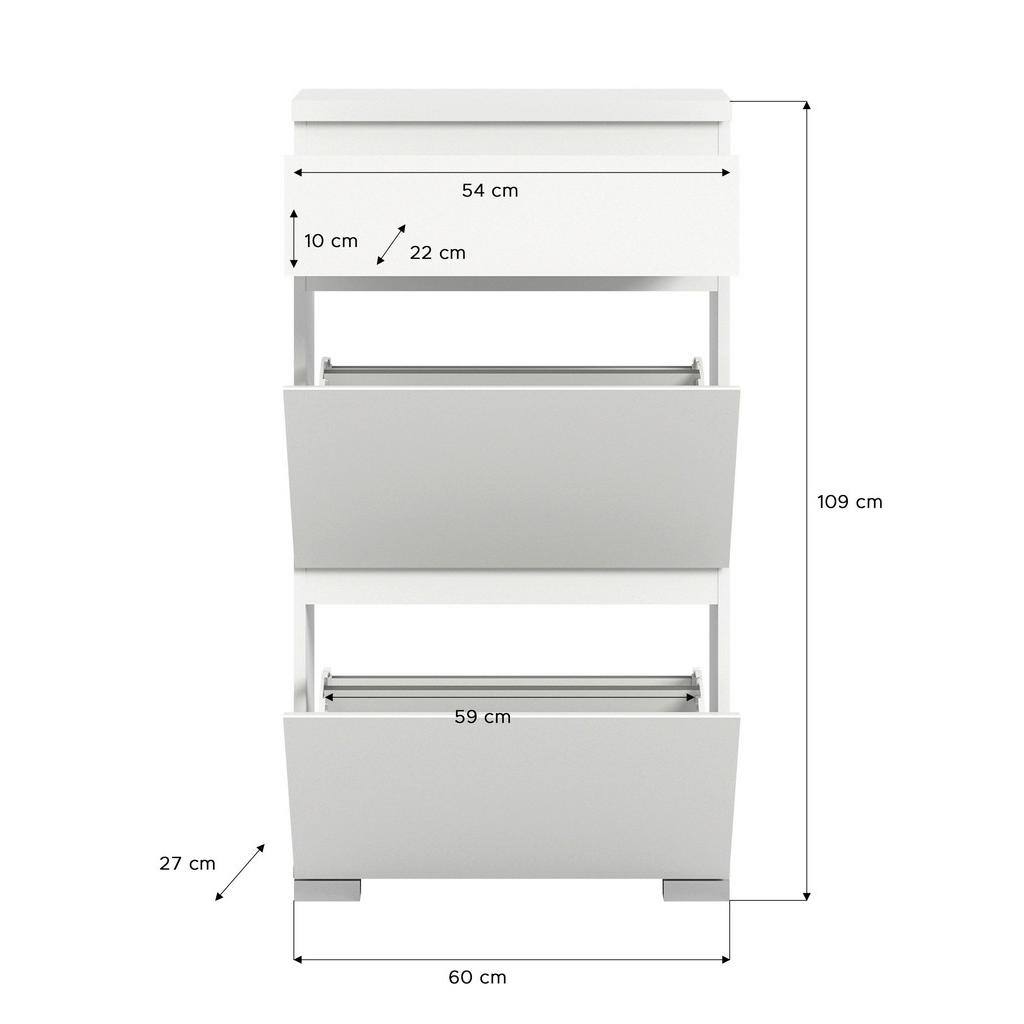 Thumbnail - Schuhschrank Shoelove weiß grau B/H/T: ca. 60x109x27 cm