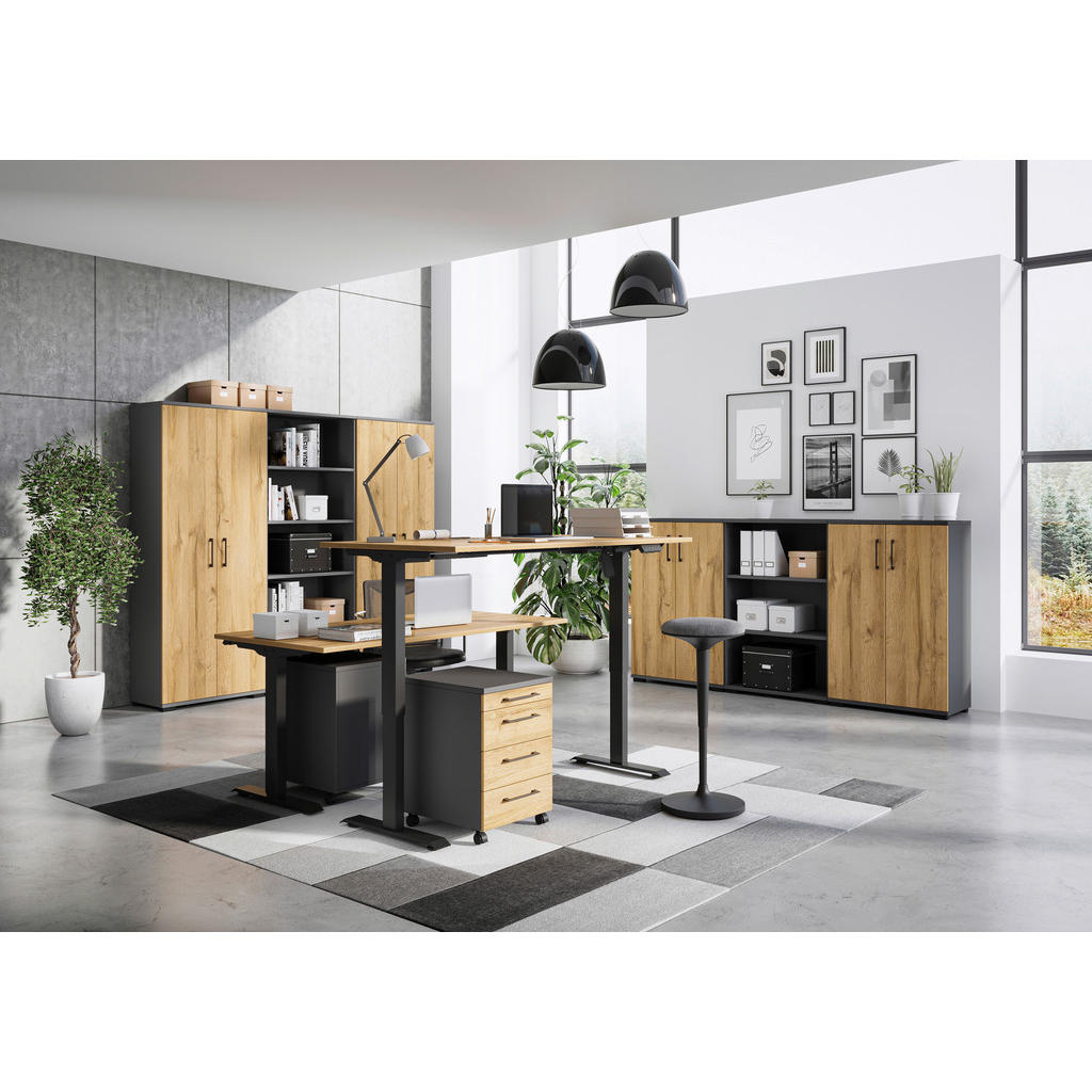 Thumbnail - Schreibtisch 8024-582 Eiche Grand-Son Nachbildung schwarz B/H/T: ca. 160x118x80 cm