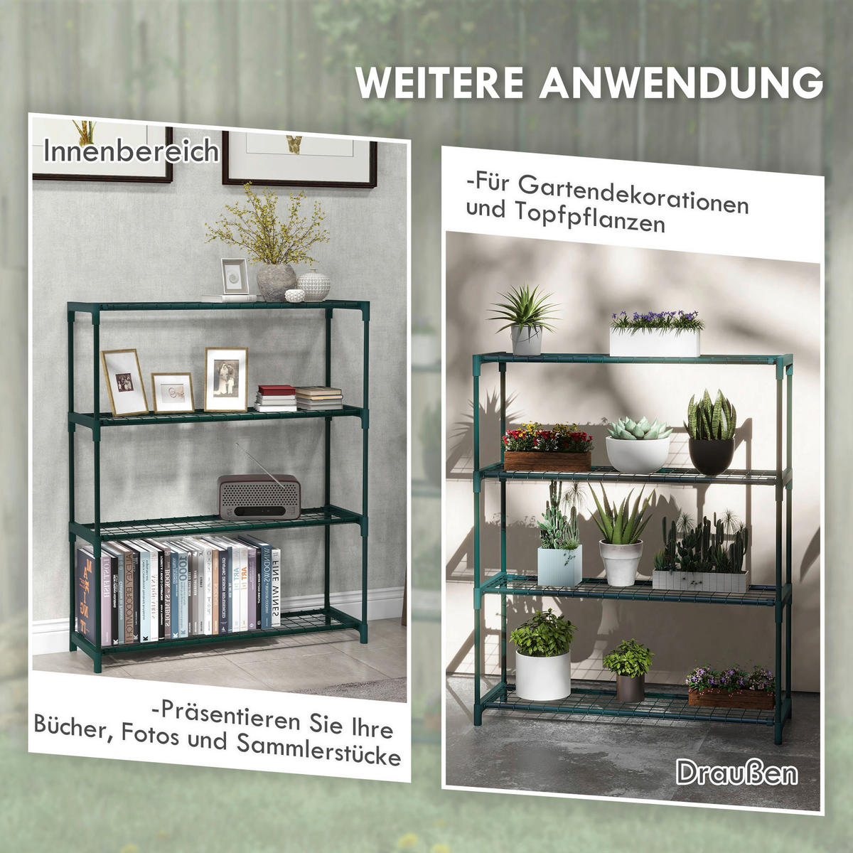 Outsunny Pflanzständer dunkelgrün Polypropylen B/H/L: ca. 28x89x107 cm Blumenständer - dunkelgrün (107,00/28,00/89,00cm) - Outsunny