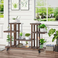 Outsunny Pflanzenregal braun B/H/L: ca. 33x80x123,5 cm Pflanzenregal 845-465 - braun (123,50/33,00/80,00cm) - Outsunny