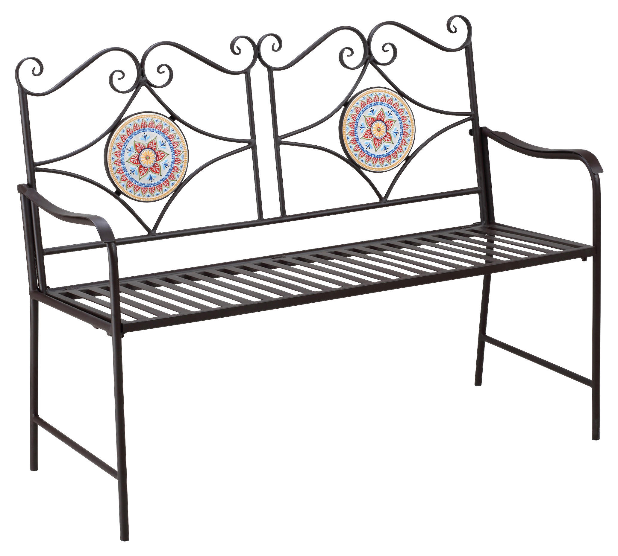 Outsunny Gartenbank braun Stein B/H/L: ca. 52x93x121 cm Gartenbank - braun (121,00/52,00/93,00cm) - Outsunny