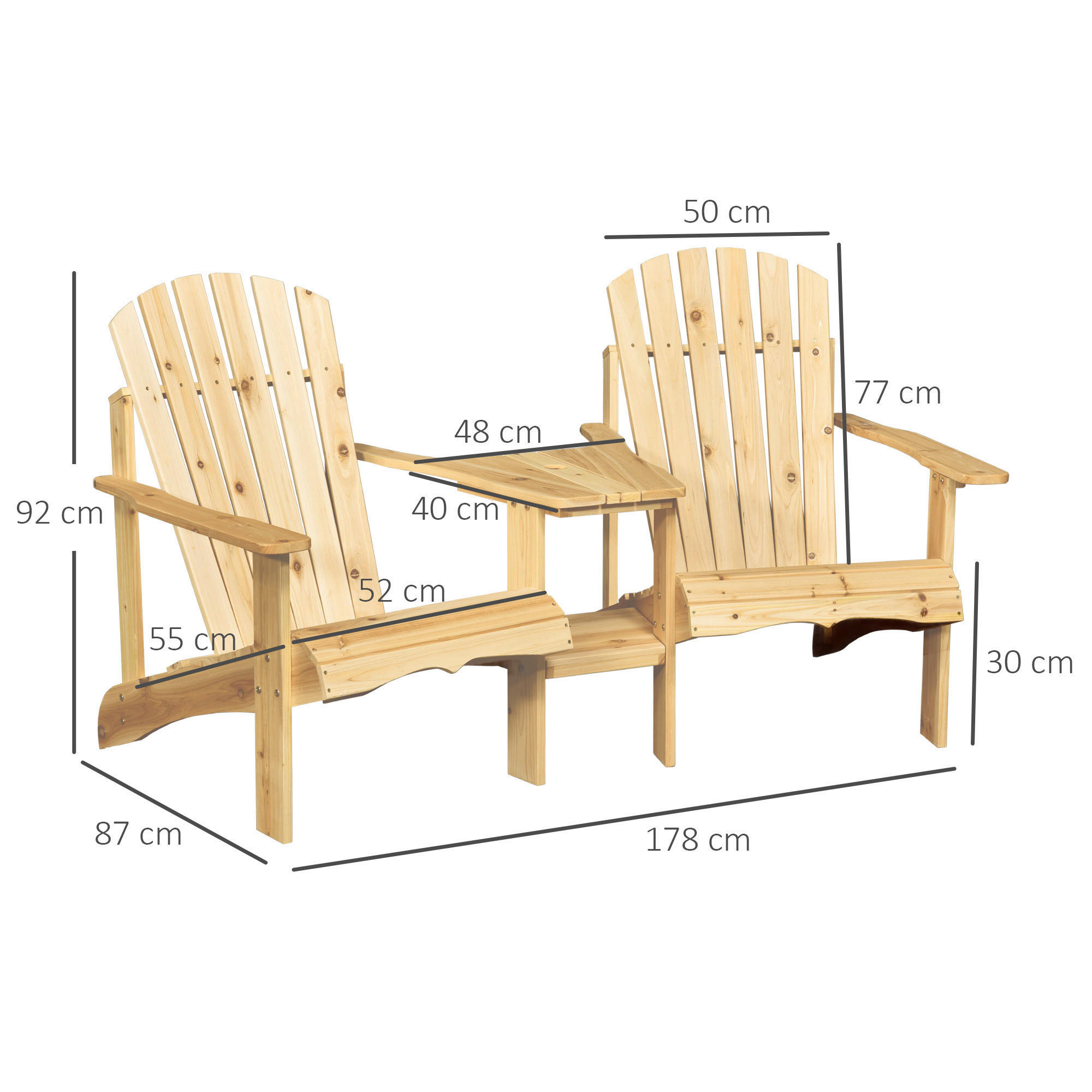 Outsunny Gartenbank natur Holz B/H/L: ca...