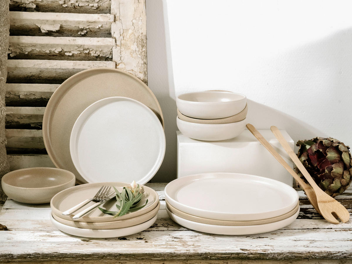 CreaTable Tafelservice Uno Toscana mehrfarbig Steinzeug 12 tlg. Uno Toscana - mehrfarbig - CreaTable