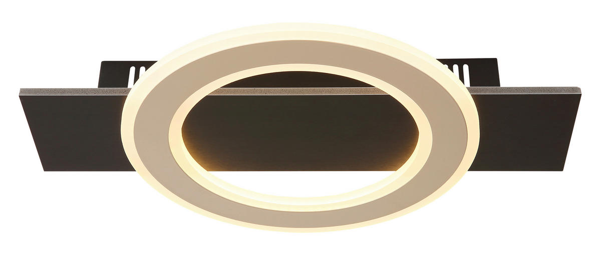 GLOBO LED-Deckenleuchte JAYDEN 48034A-18 dunkelbraun champagner mattschwarz Kunststoff Metall MDF B/H/L: ca. 44x5,2x29 cm 1 Brennstellen JAYDEN - dunkelbraun/champagner (29,00/44,00/5,20cm) - GLOBO