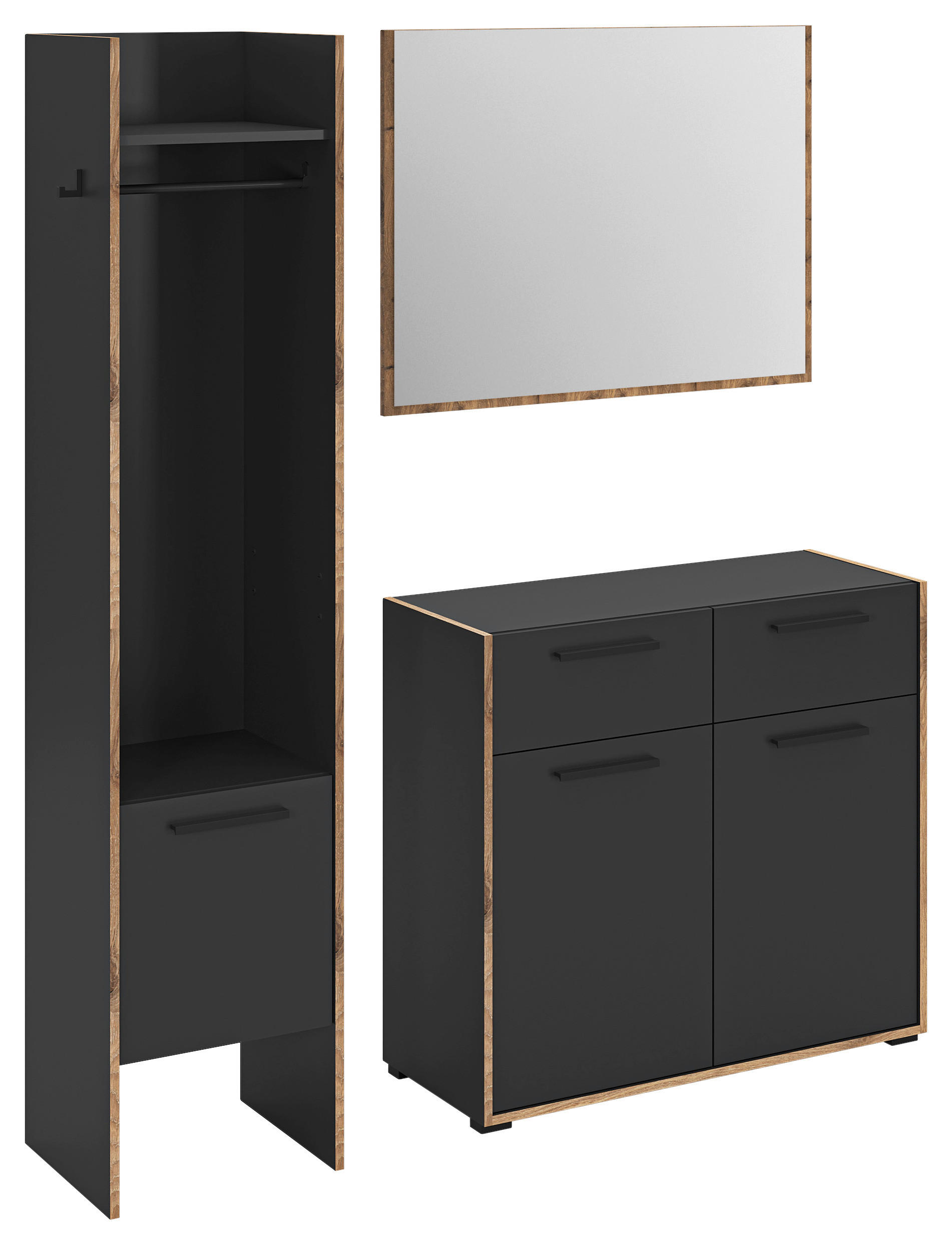 Garderobe Bueno Basalt Nox Oak Nachbildung B/H/T: ca. 152x189x37 cm Bueno - Basalt (152,00/189,00/37,00cm) - xonox.home