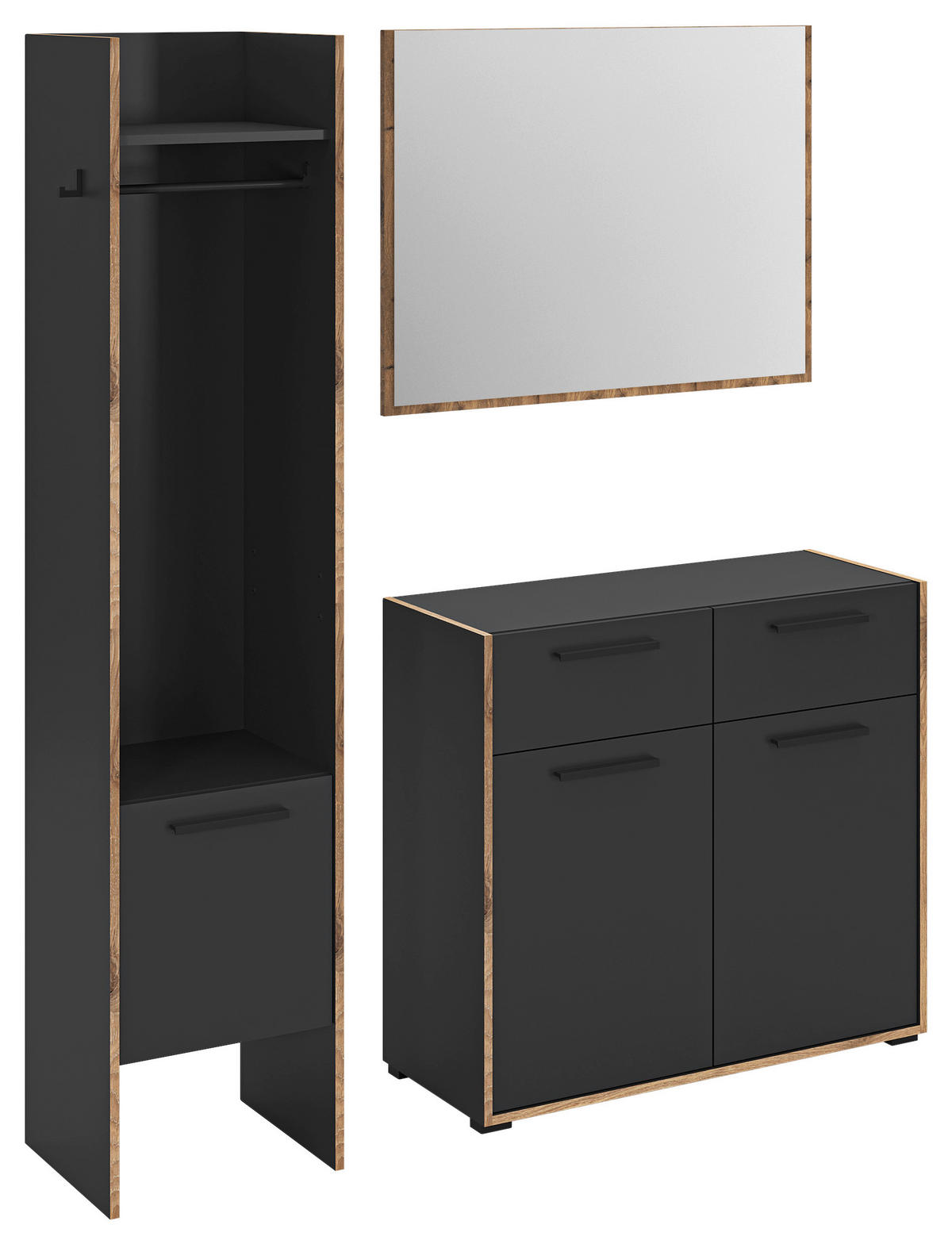 Garderobe Bueno Basalt Nox Oak Nachbildung B/H/T: ca. 152x189x37 cm Bueno - Basalt (152,00/189,00/37,00cm) - xonox.home