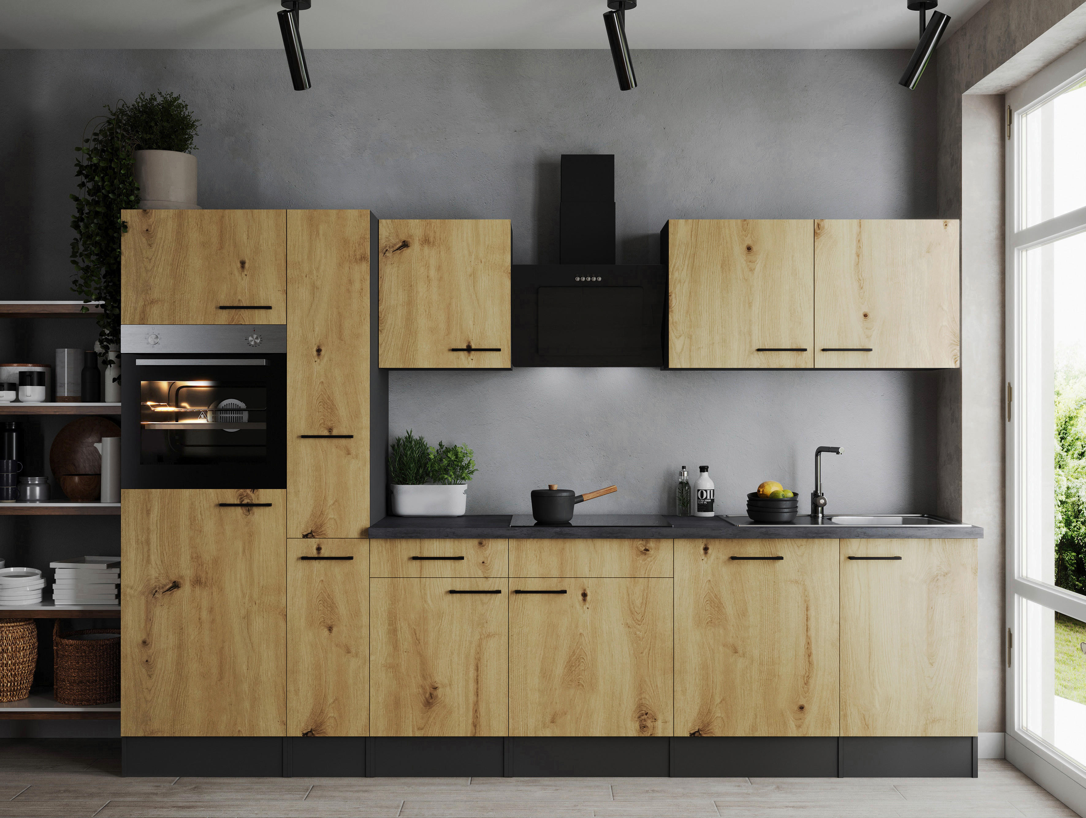 Küchenblock Oliver B/H/T: ca. 310x205x60 cm Oliver - granit/grau (310,00/205,00/60,00cm) - Respekta