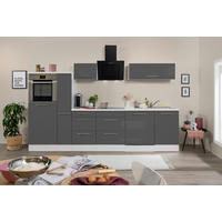 Respekta Küchenblock Amanda grau Hochglanz B/H/T: ca. 310x200x60 cm Amanda - weiß/Edelstahloptik (310,00/200,00/60,00cm) - Respekta