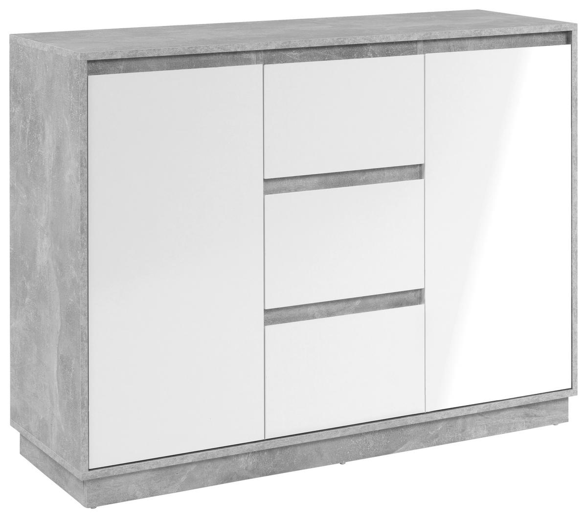 Kommode Phoenix Beton Optik weiß glänzend B/H/T: ca. 117x88x40 cm Phoenix - Beton/weiß (117,00/88,00/40,00cm)