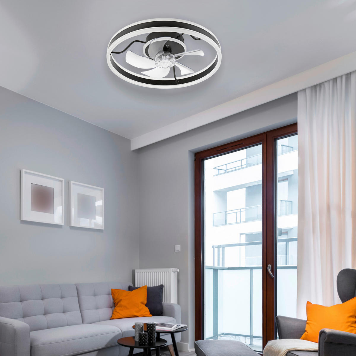 Lamkur LED-Deckenventilator FALCO 49915 schwarz H/L: ca. 17x50 cm max. 40 W Falco - schwarz (50,00cm) - Lamkur