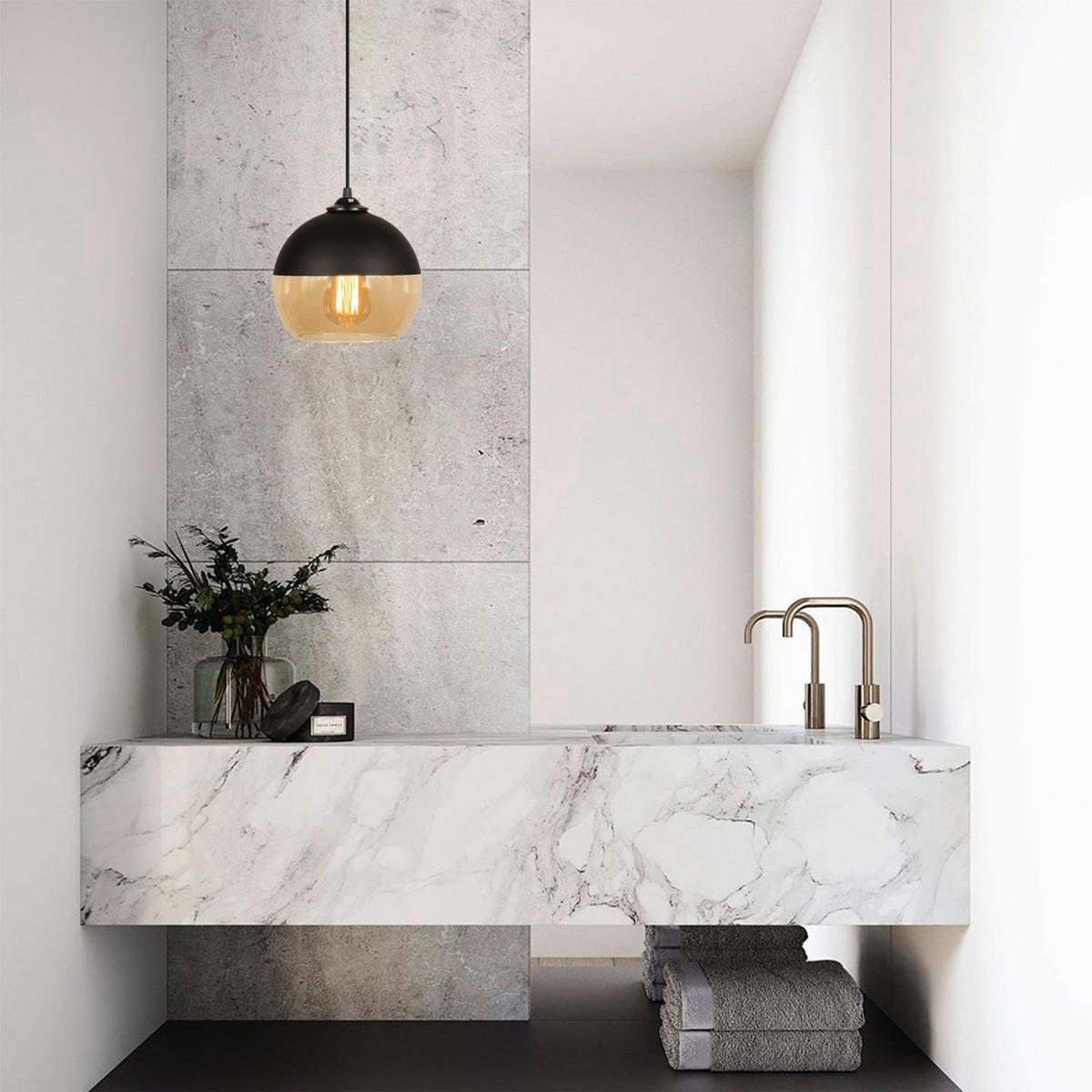 Opviq Pendelleuchte Camini honig schwarz Metall B/H/T/L/D: ca. 20x116x20x20x20 cm E27 1 Brennstellen Camini - schwarz/honig (20,00/20,00/116,00cm) - Opviq