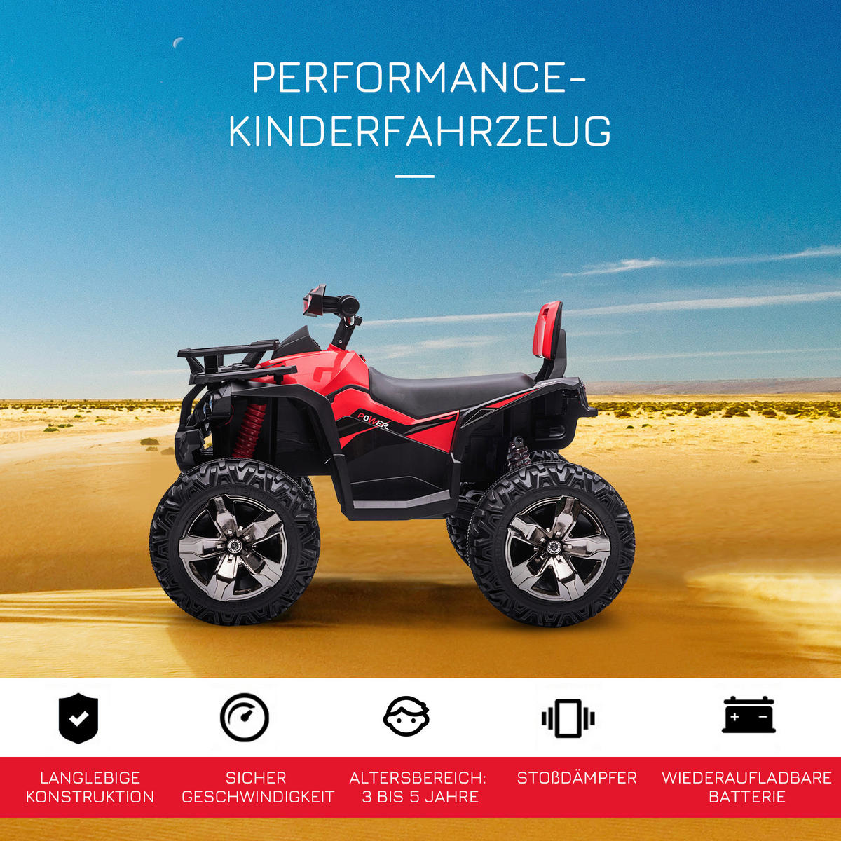 HOMCOM Kinderauto rot B/H/L: ca. 65x100x73 cm Kinder-Elektrofahrzeug - rot (73,00/65,00/100,00cm) - HOMCOM