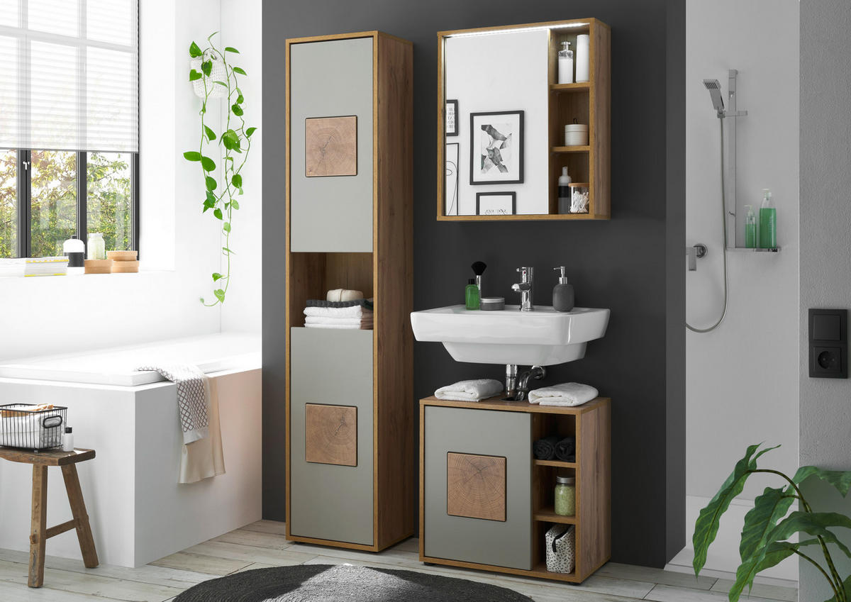 Hochschrank Greece Wildeiche Nachbildung grau B/H/T: ca. 40x190x30 cm Greece - grau (40,00/190,00/30,00cm)