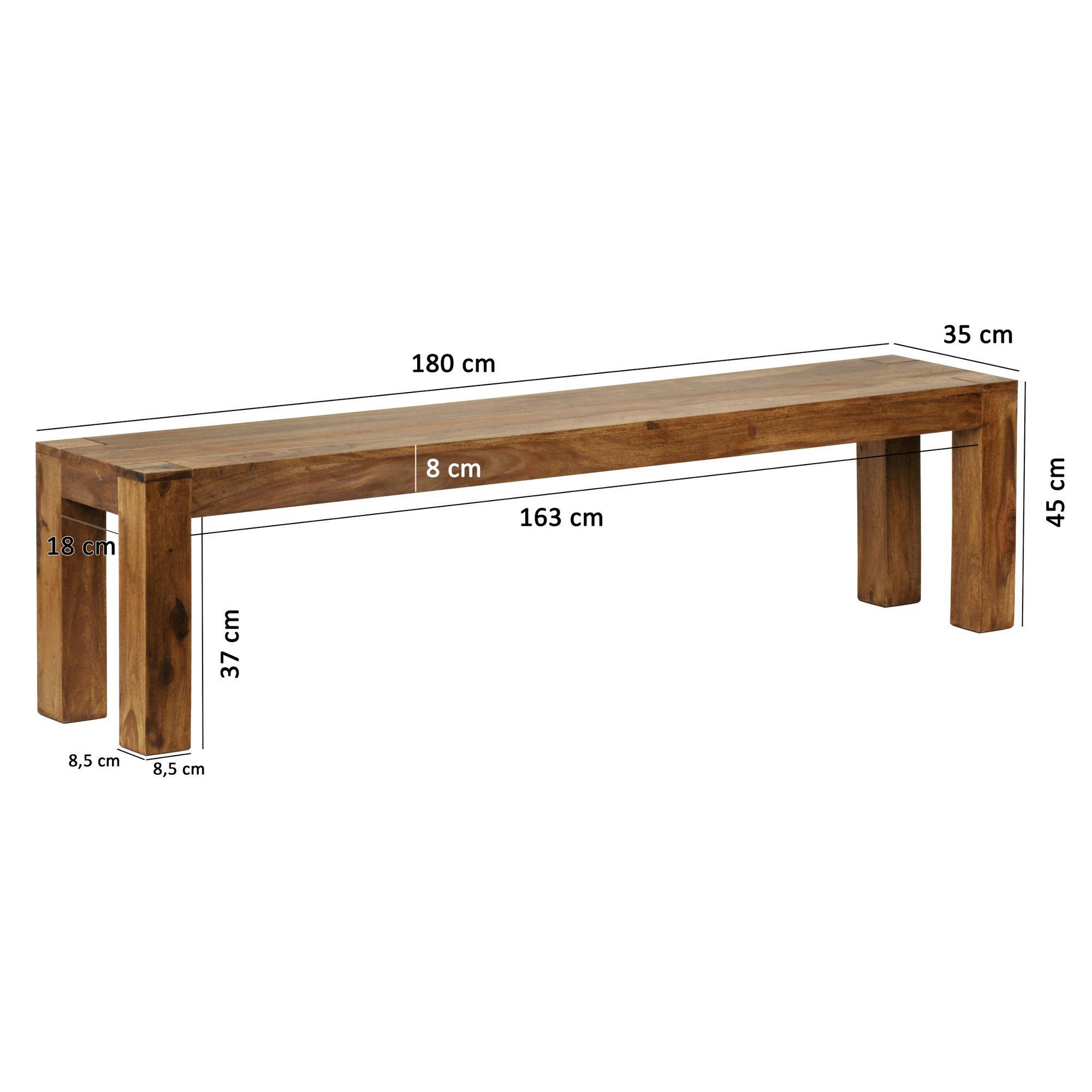 Sitzbank natur Echtholz B/H/T: ca. 180x45x35 cm Sitzbank - natur (180,00/45,00/35,00cm) - Wohnling