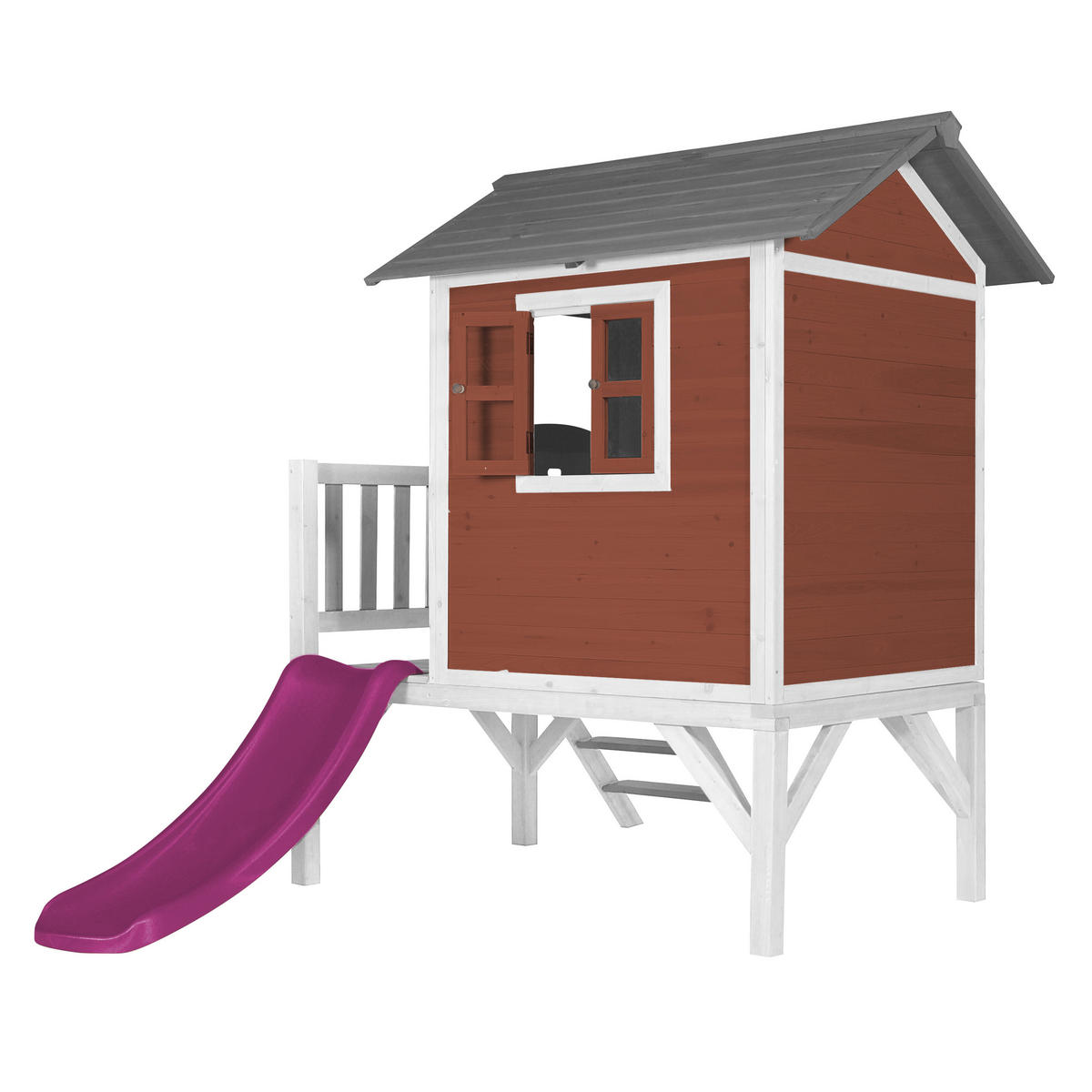 AXI Spielhaus Lodge XL rot B/H/T: ca. 240x189x167 cm Lodge XL - lila/weiß (240,00/189,00/167,00cm) - AXI