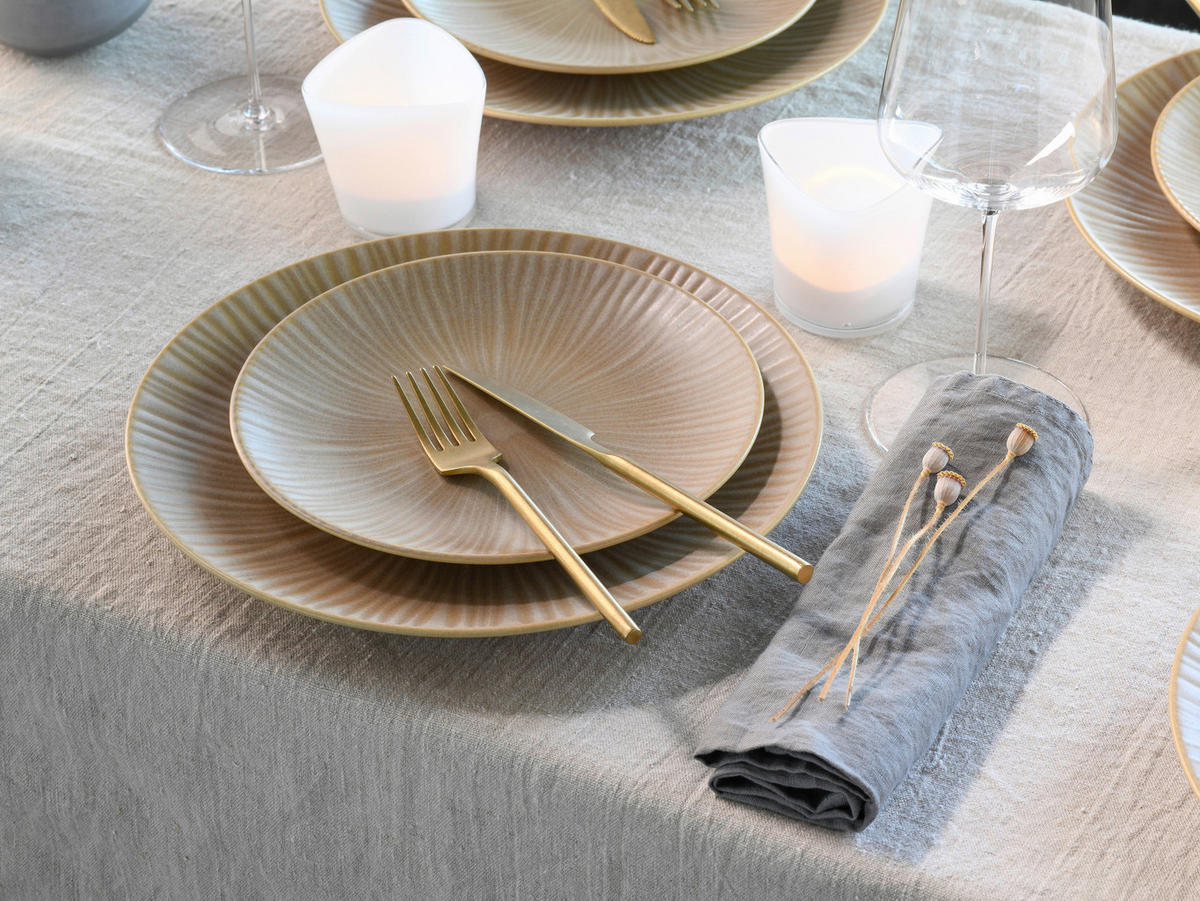 CreaTable Tafelservice Vesuvio Sand sandbeige Steinzeug Vesuvio Sand - sandbeige - CreaTable
