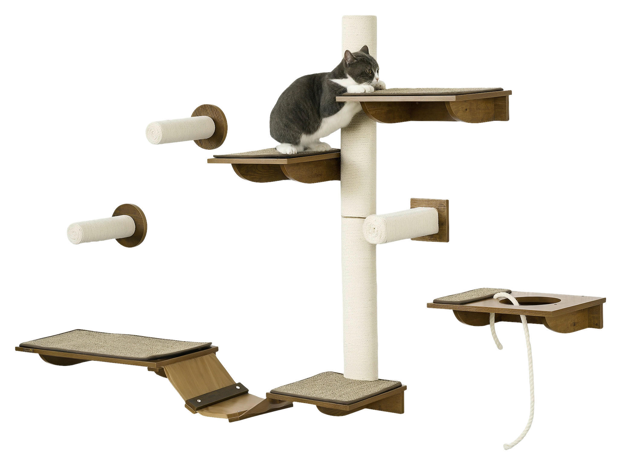 PawHut Katzenregal-Set braun Sisal B/H/L: ca. 29x8,5x136 cm Katzenregal-Set - braun/cremeweiß (136,00/29,00/8,50cm) - PawHut