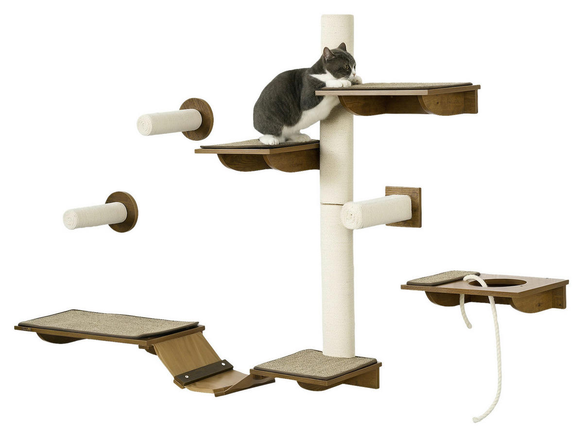 PawHut Katzenregal-Set braun Sisal B/H/L: ca. 29x8,5x136 cm Katzenregal-Set - braun/cremeweiß (136,00/29,00/8,50cm) - PawHut
