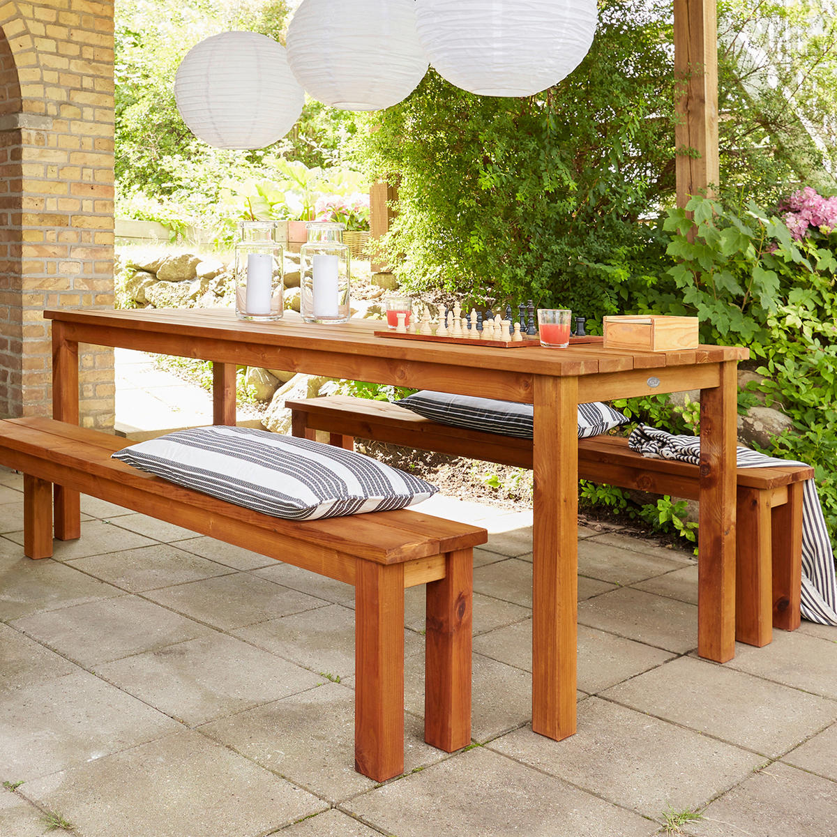 AXI Picknicktisch Louise braun Holz B/H/T: ca. 106x74x200 cm Louise - braun (106,00/74,00/200,00cm) - AXI