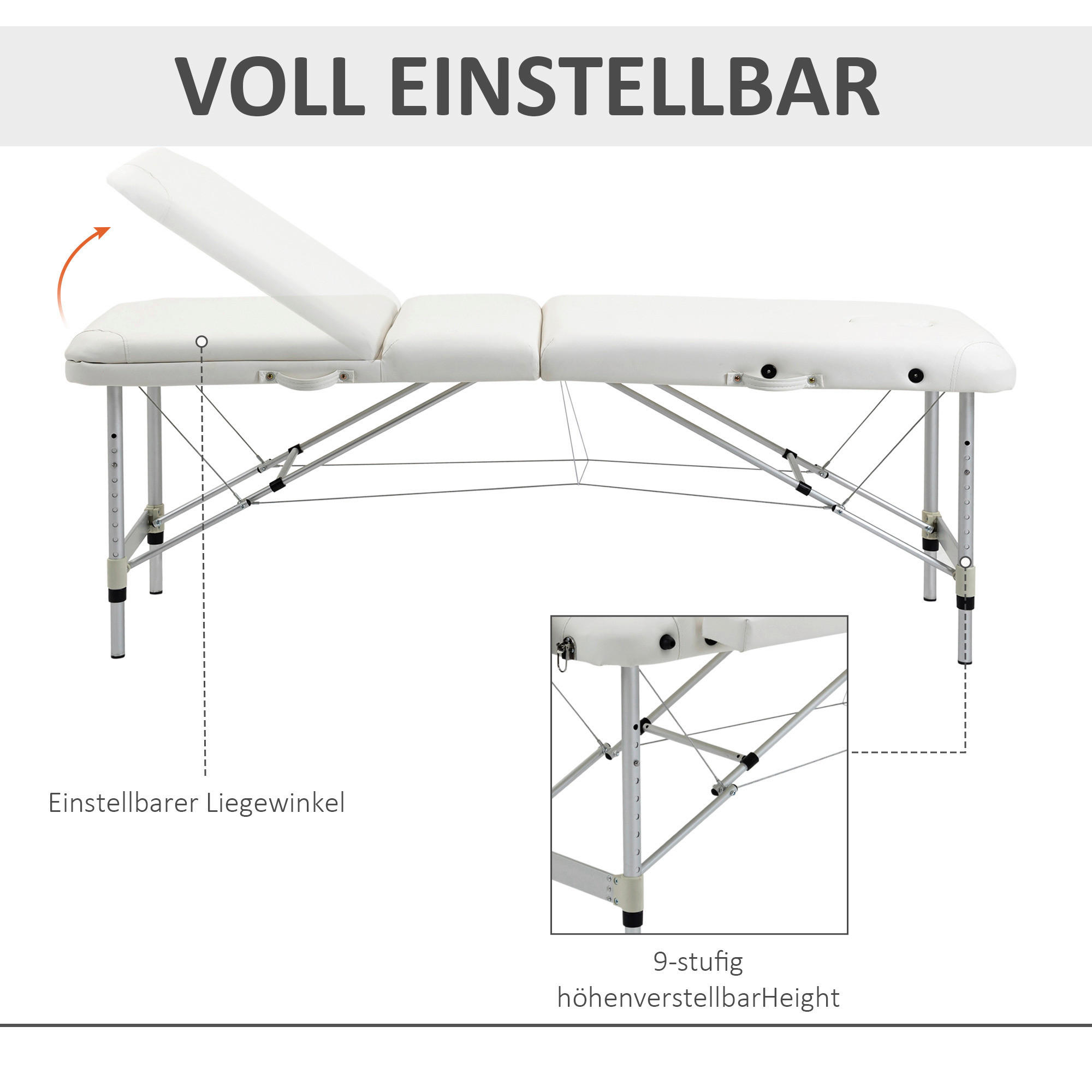 HOMCOM Massageliege weiß PVC B/H/L: ca. 60x215x84 cm Massageliege - weiß (84,00/60,00/215,00cm) - HOMCOM