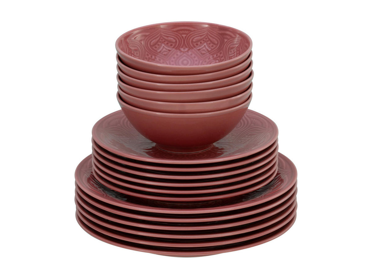 CreaTable Tafelservice Orient Mandala rot Porzellan 18 tlg. Orient Mandala - rot - CreaTable