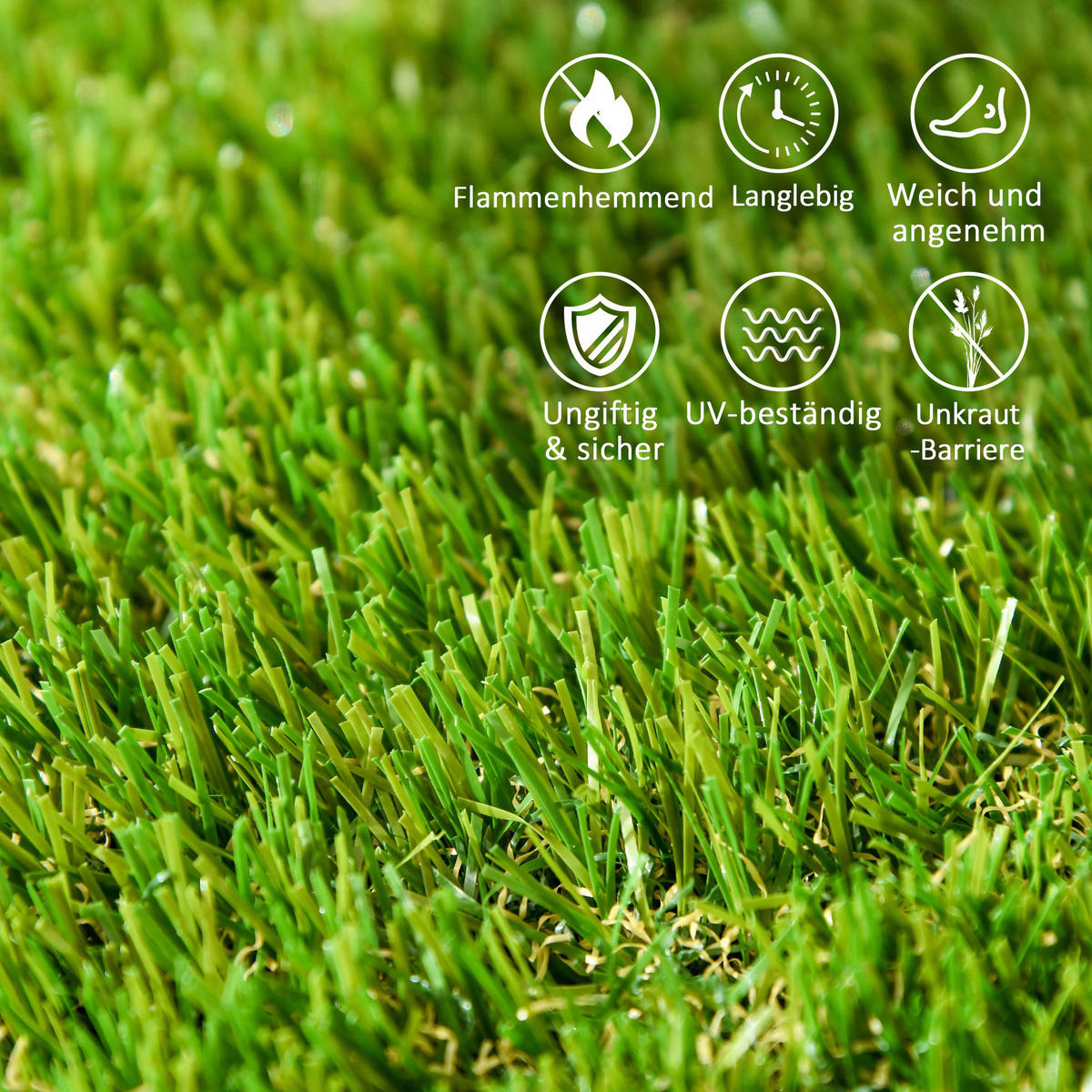 Outsunny Kunstrasen dunkelgrün B/L: ca. 30x3,5 cm pro Stück Kunstrasen - dunkelgrün (3,50/30,00/30,00cm) - Outsunny