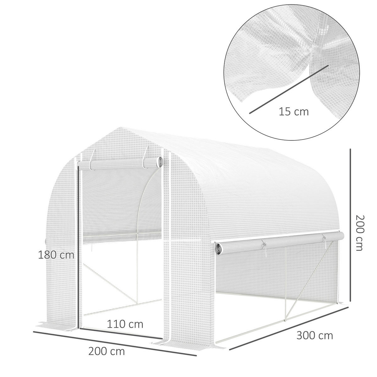 Outsunny Gewächshaus B/H/L: ca. 200x200x300 cm Gewächshaus - weiß (300,00/200,00/200,00cm) - Outsunny