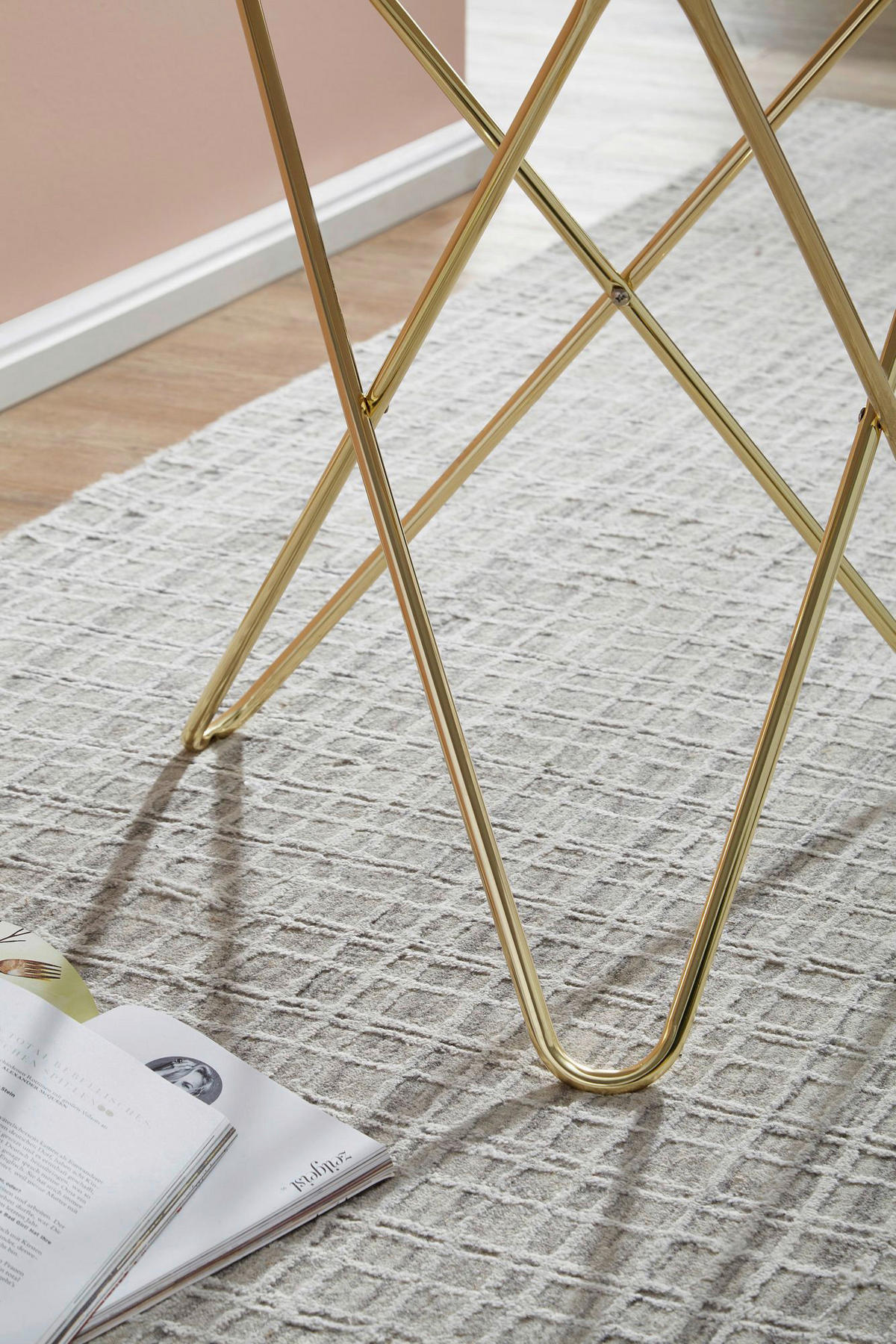 Beistelltisch weiß Marmor Optik gold Optik MDF Stahl Beistelltisch - gold/weiß - Wohnling