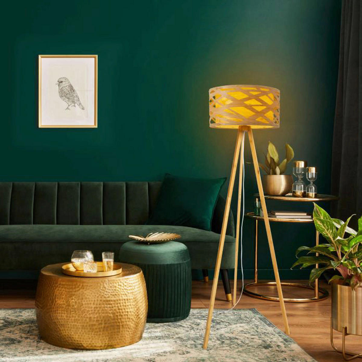 Näve Leuchten Stehleuchte NV2085727 natur Kunststoff Bambus H/D: ca. 148x62 cm 1 Brennstellen Finja - natur (62,00/148,00cm) - Näve Leuchten