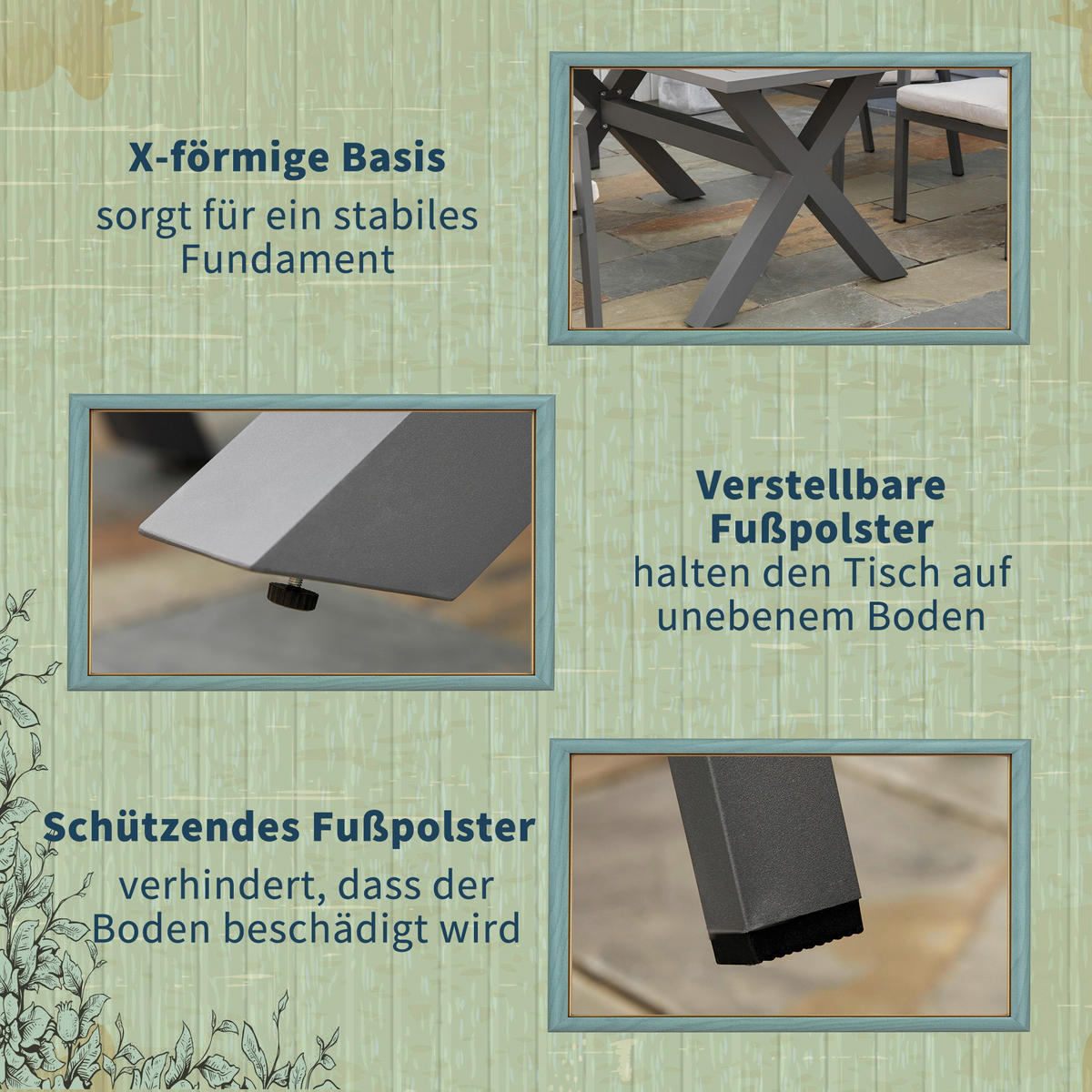 Outsunny Gartensitzgruppe grau Aluminium B/H/L: ca. 93x73x175 cm Gartensitzgruppe - grau (175,00/93,00/73,00cm) - Outsunny