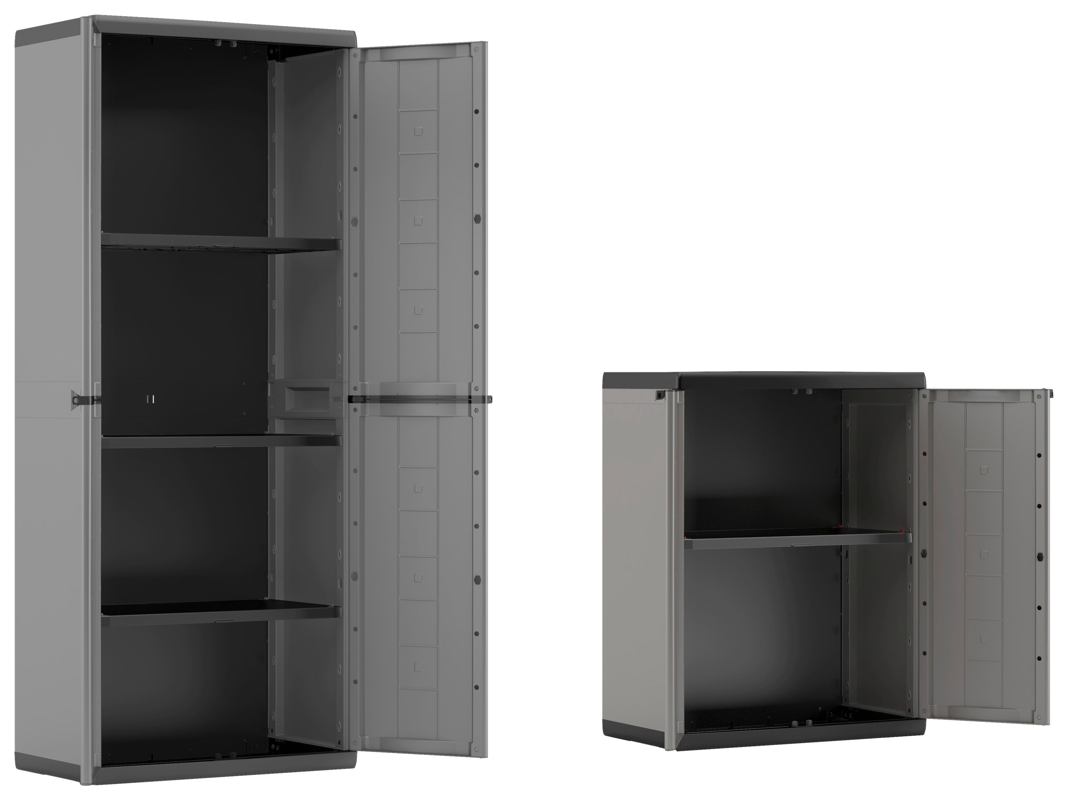 Keter Kunststoffschrank Jolly schwarz Kunststoff B/H/T: ca. 68x166x39 cm Jolly - schwarz/grau (68,00/166,00/39,00cm) - Keter