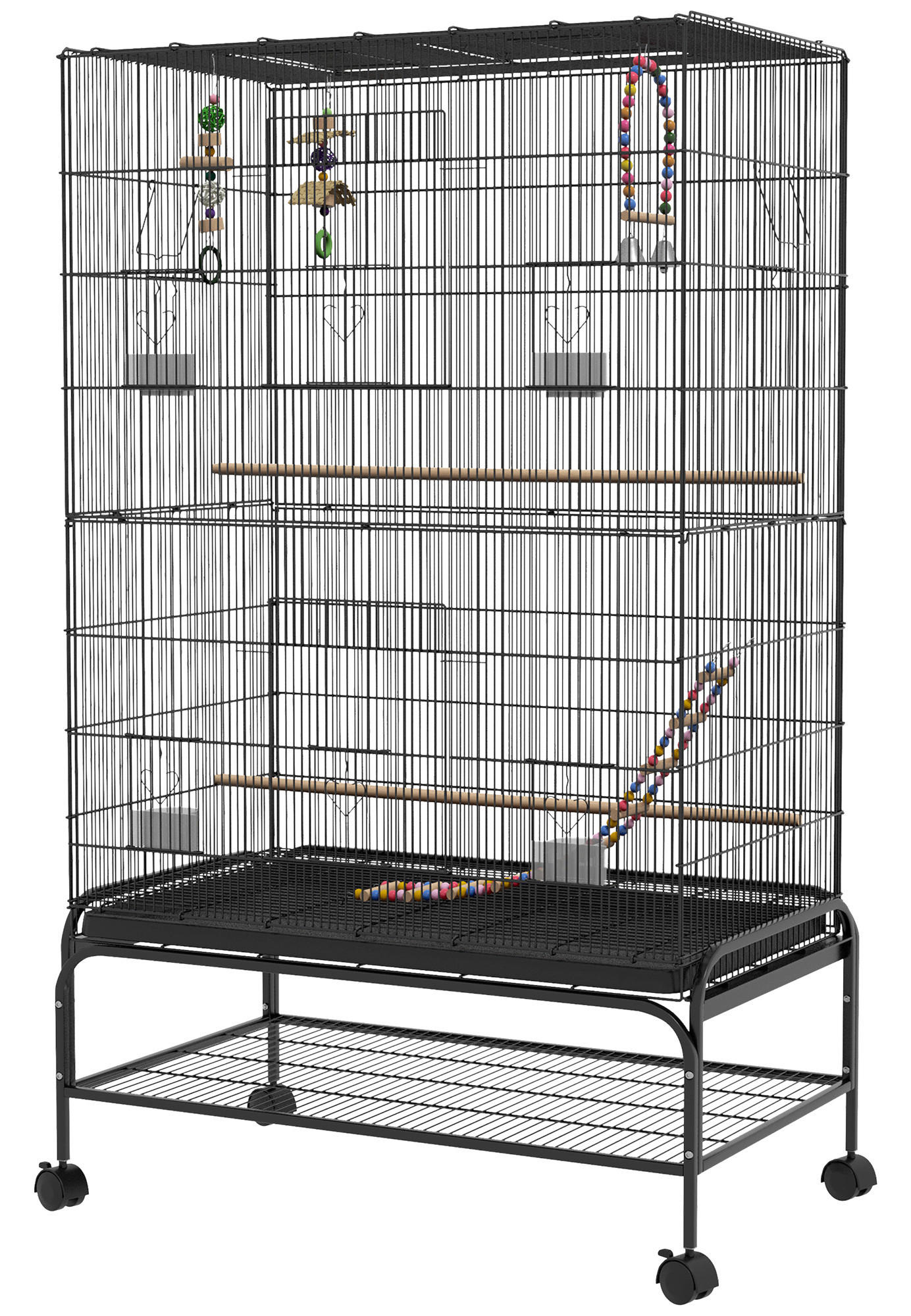 PawHut Vogelkäfig schwarz Kunststoff B/H/L: ca. 58x160x97 cm Vogelkäfig - schwarz (97,00/58,00/160,00cm) - PawHut