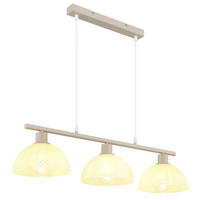 GLOBO Pendelleuchte sand champagner weiß Glas Metall PVC B/H/L: ca. 20x120x77 cm E27 3 Brennstellen SELMA - sand/weiß (77,00/20,00/120,00cm) - GLOBO