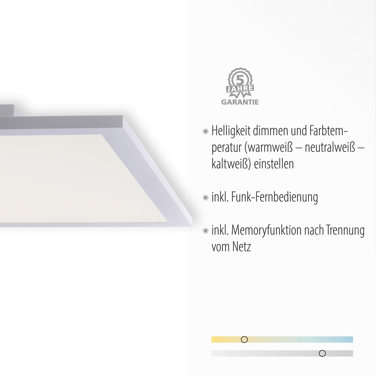 Just Light LED-Deckenpanel FLAT 14531-16 weiß Kunststoff Metall B/H/T: ca. 45x5,6x45 cm 1 Brennstellen FLAT - weiß (45,00/5,60/45,00cm) - Just Light