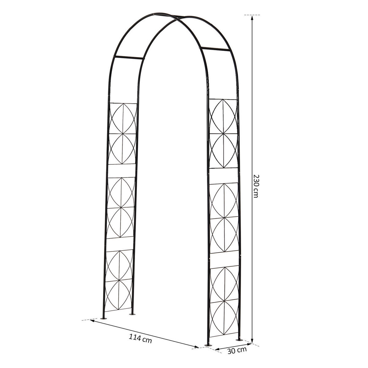 Outsunny Rosenbogen schwarz B/H/L: ca. 30x230x114 cm Rosenbogen - schwarz (114,00/30,00/230,00cm) - Outsunny