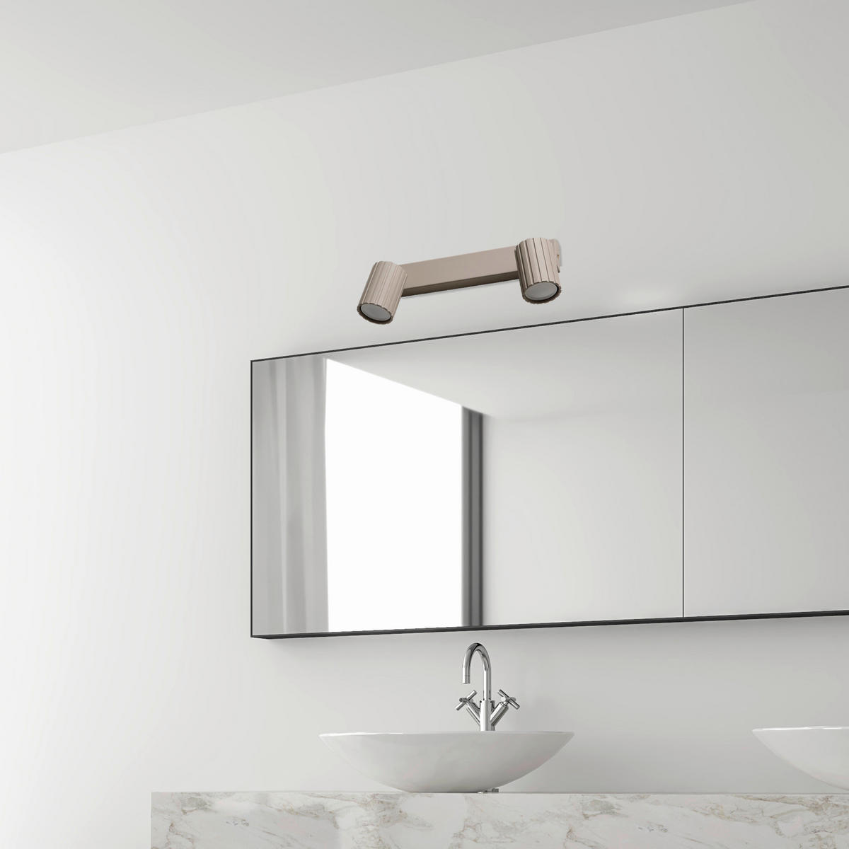 Lamkur Strahler beige Stahl B/H/L: ca. 6,5x16,5x30 cm 2 Brennstellen Prisma - beige (30,00/6,50/16,50cm) - Lamkur