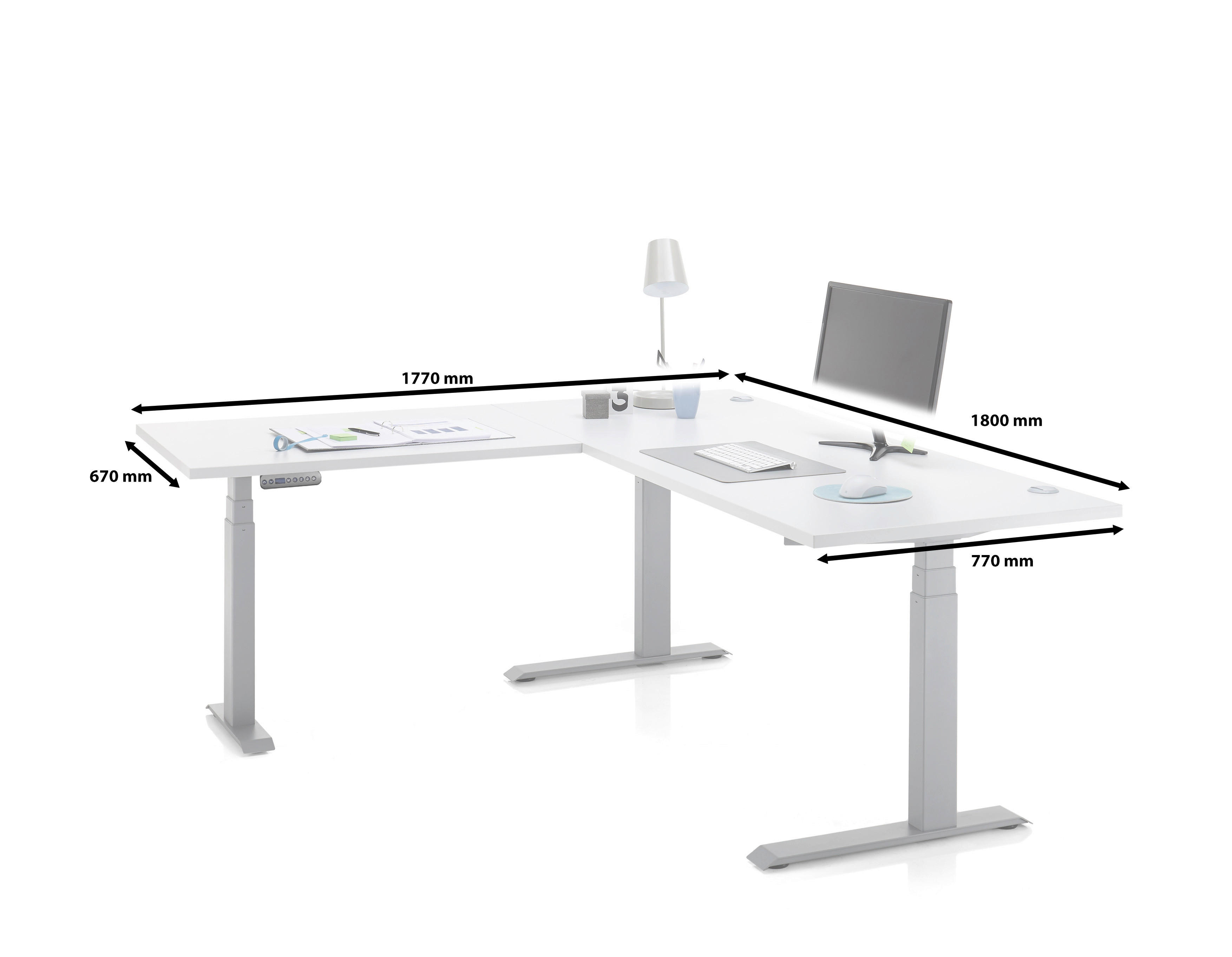 Eckschreibtisch Ben weiß B/H/T: ca. 180x62x77 cm