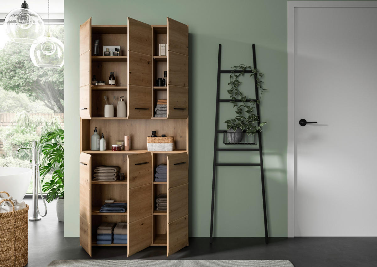 Mehrzweckschrank Ice Artisan Oak Nachbildung B/H/T: ca. 90x185x30 cm Ice - (90,00/185,00/30,00cm) - xonox.home