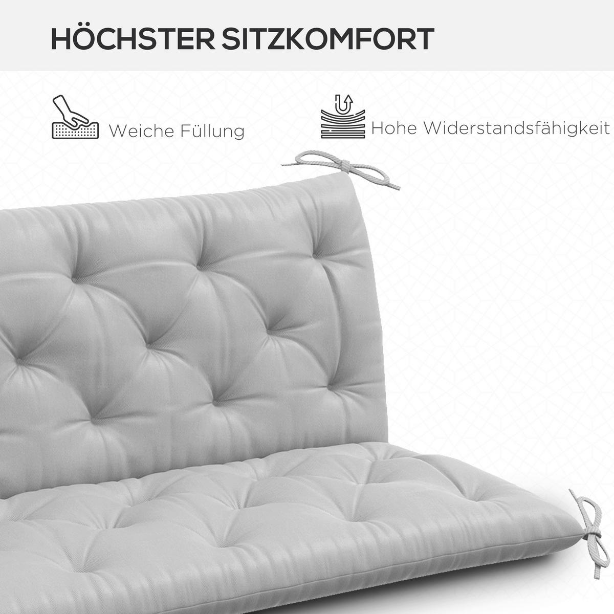 Outsunny Bankauflage hellgrau Schaumstoff B/H/L: ca. 98x8x150 cm Bankauflage - hellgrau (150,00/98,00/8,00cm) - Outsunny