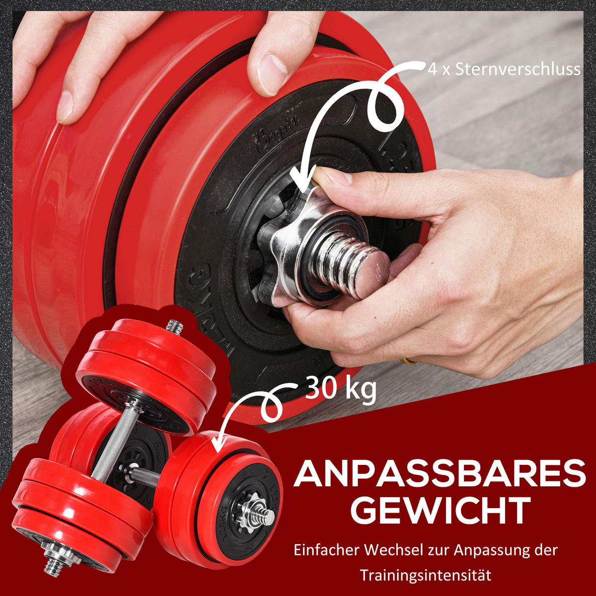 HOMCOM Hantelset Hantelset - rot (45067,00/45067,00/45141,00cm) - HOMCOM
