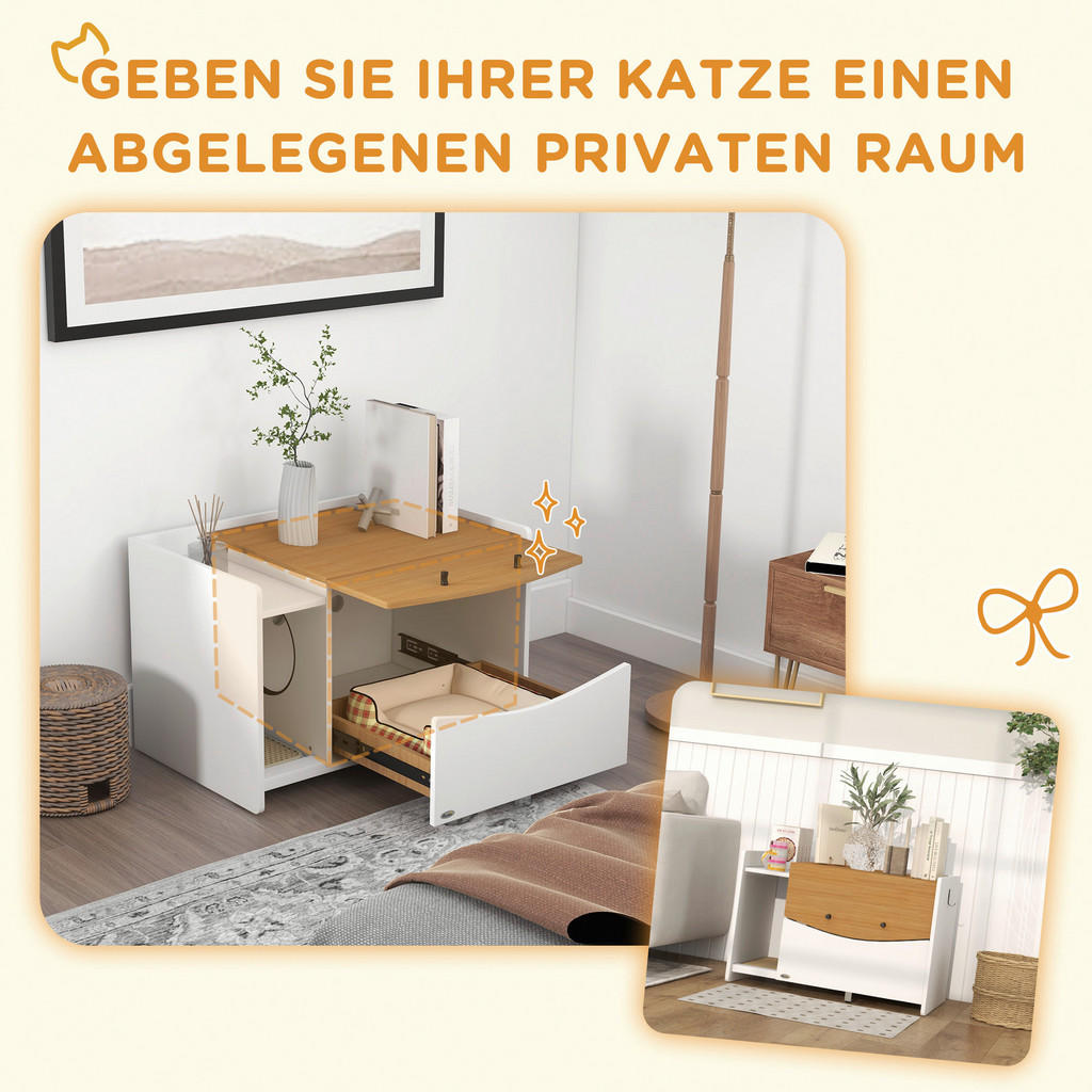Thumbnail - PawHut Schrank-Katzentoilette Eiche Spanplatte B/H/L: ca. 50x51x78 cm