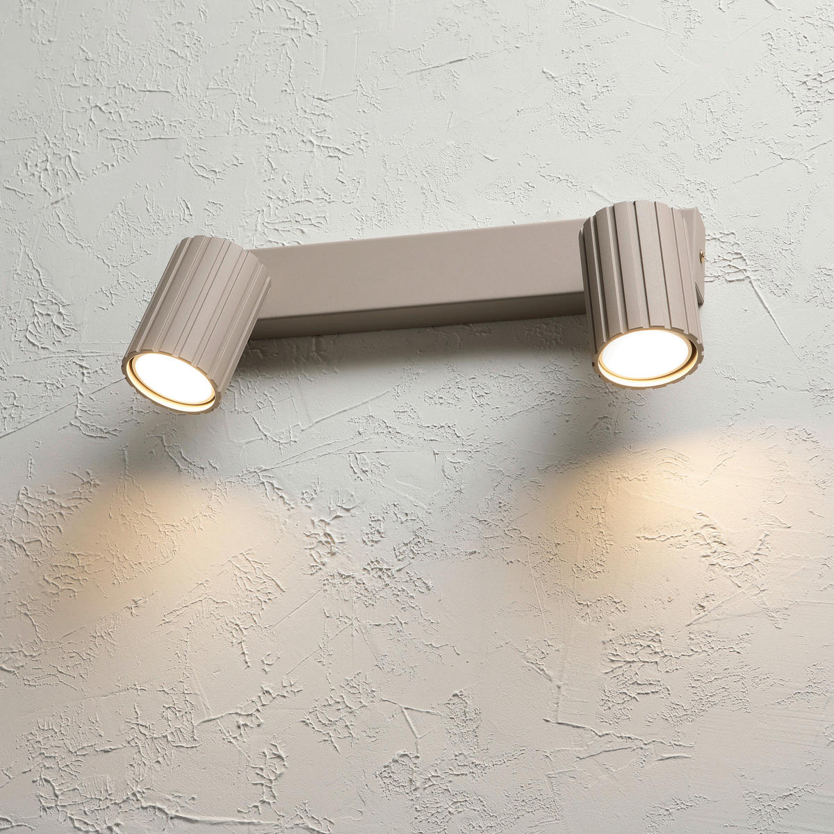 Lamkur Strahler beige Stahl B/H/L: ca. 6,5x16,5x30 cm 2 Brennstellen Prisma - beige (30,00/6,50/16,50cm) - Lamkur