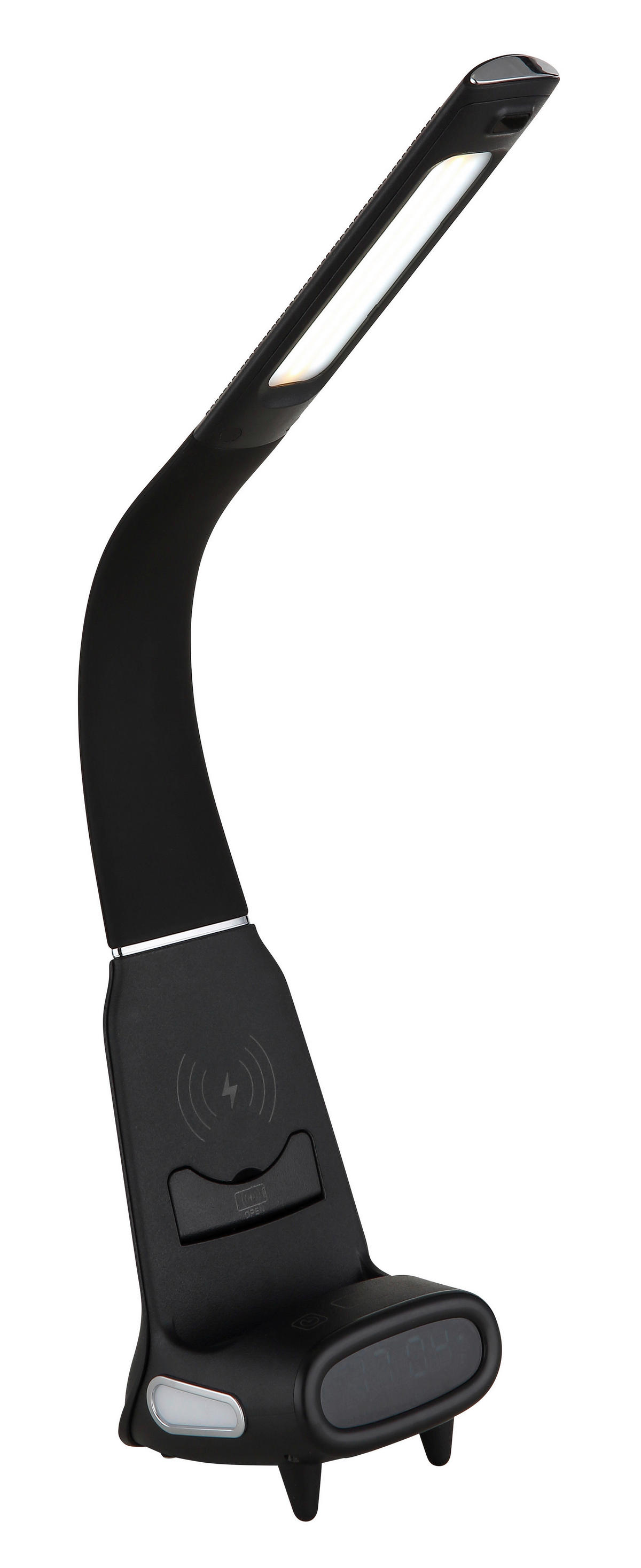 GLOBO Tischleuchte Satiniert schwarz Chrom PVC Kunststoff B/H/L: ca. 10x50x25 cm 1 Brennstellen MALIK - schwarz/Satiniert (25,00/10,00/50,00cm) - GLOBO