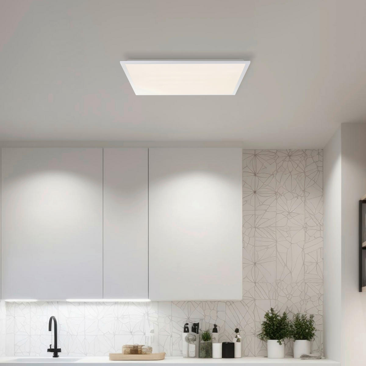 Brilliant LED-Deckenleuchte weiß Metall Kunststoff B/H/L: ca. 63x7,5x63 cm Briston - weiß (63,00/63,00/7,50cm) - Brilliant