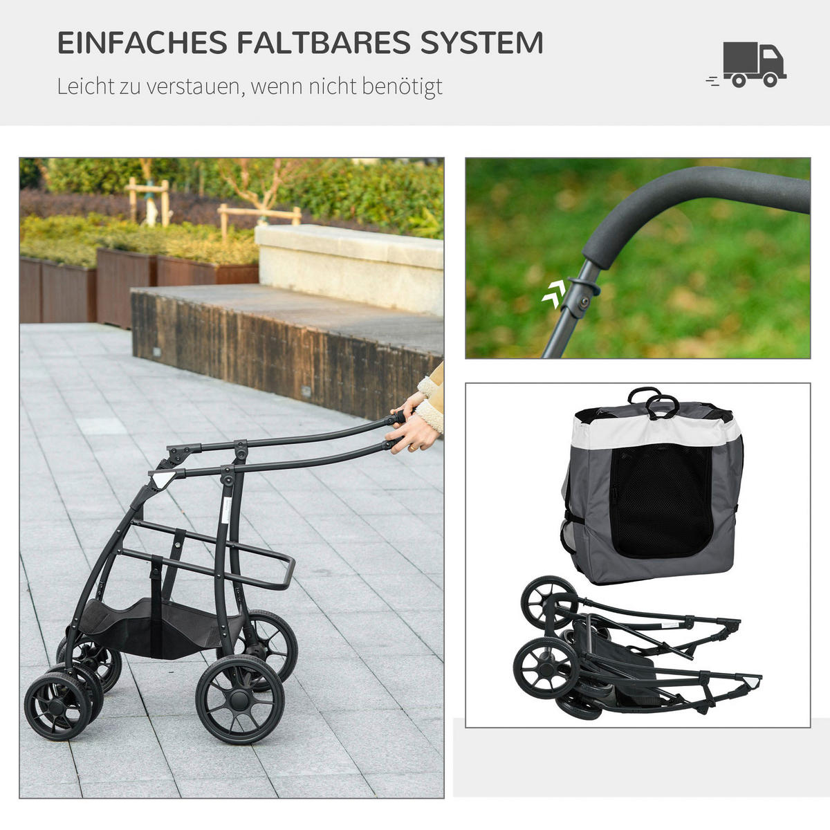 PawHut Hunde-Zubehör grau Edelstahl B/H/L: ca. 58x81x97,5 cm Hundebuggy - grau (97,50/58,00/81,00cm) - PawHut
