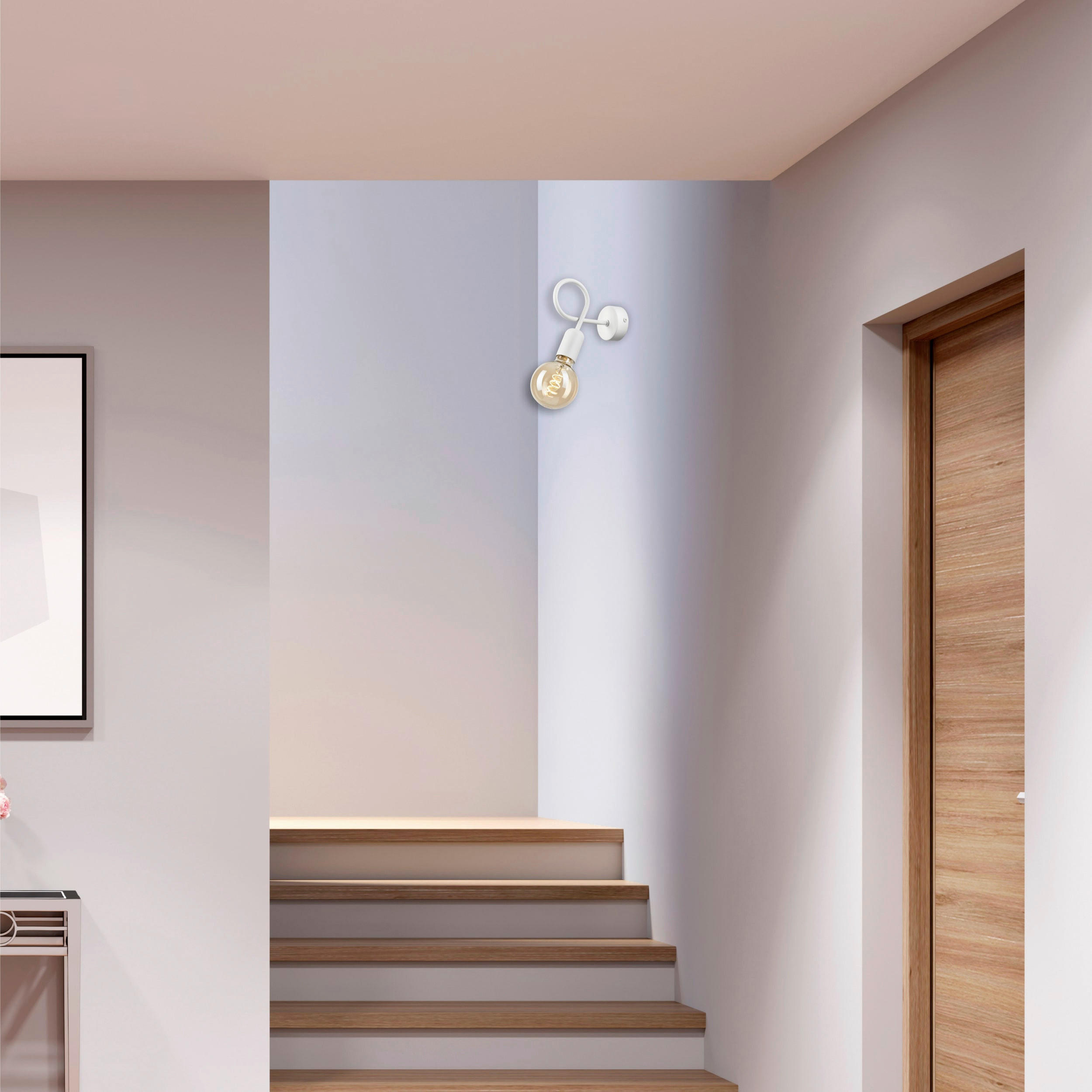 Thumbnail - Lamkur Wandleuchte weiß Stahl B/H/L: ca. 8x18x16 cm E27 1 Brennstellen