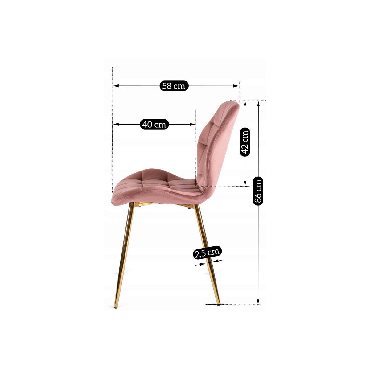 Stuhl LUCKY rosé Velourstoff B/H/T: ca. 47x86x58 cm LUCKY - rosé (47,00/86,00/58,00cm) - WIPMEB