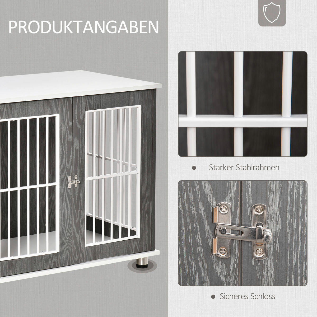 PawHut Hundekäfig Hundekäfig - (85,00/55,00/75,00cm) - PawHut