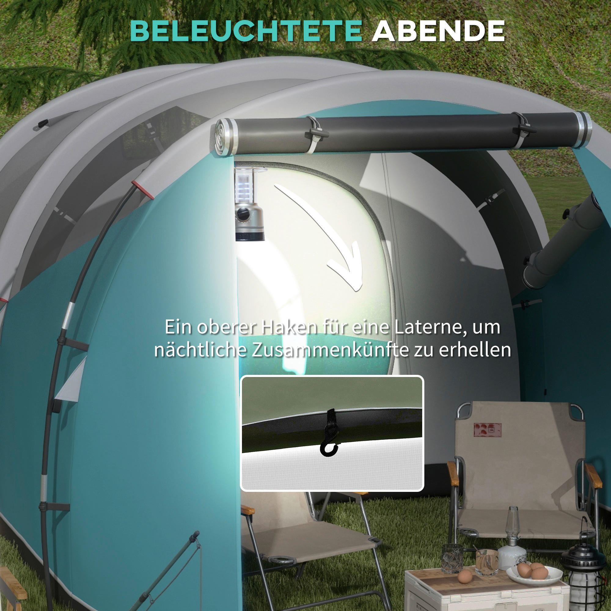 Outsunny Campingzelt B/H/L: ca. 260x190x460 cm Campingzelt - blau (460,00/260,00/190,00cm) - Outsunny