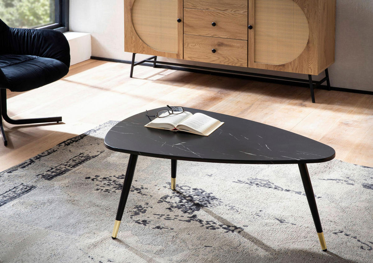 Couchtisch schwarz Marmor Optik B/H/T: ca. 90x41x60 cm Couchtisch - schwarz (90,00/41,00/60,00cm) - Wohnling